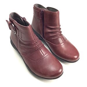 Earth Natural Tahoe Pink Red Leather Booties Ankle Boots Women's 6 Fairy